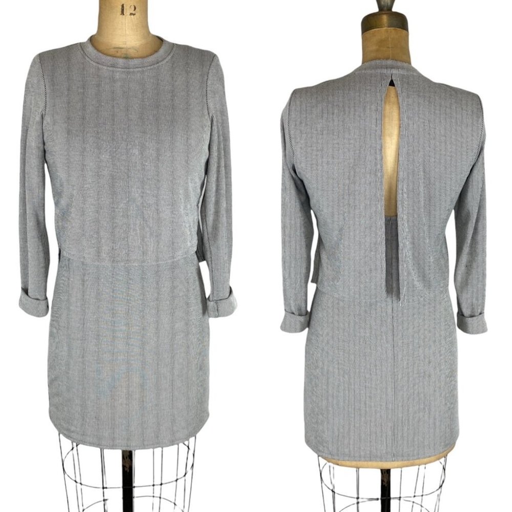 TopShop Pinstripe Kite Back Layered 3/4 Sleeve Mini Dress Size US 2